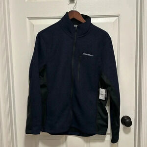 Eddie Bauer blue and Black Full Zip Knit Jacket - Men's Size Medium